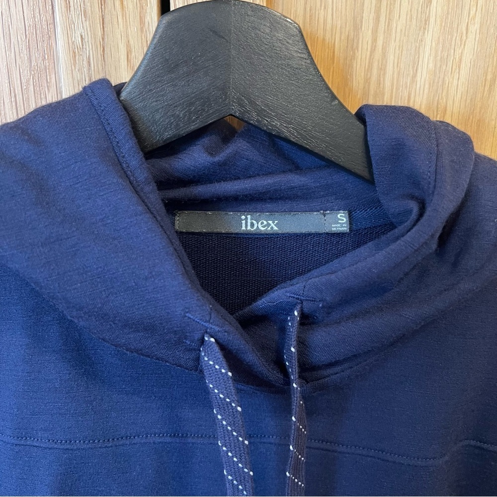 Ibex Women’s Merino Wool Hoodie Sweatshirt Navy Blue Size Small Outdoor Active - Picture 3 of 5